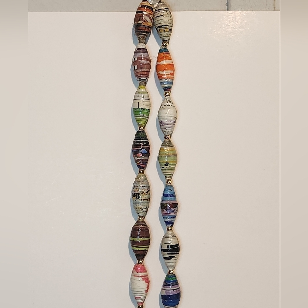 Infinity Style Multi-colored Recycled Paper bead necklace - Picture 6 of 6